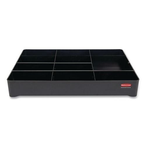 Carts | Rubbermaid Commercial 2124078 18.75 in. x 3.62 in. 11-Section Amenity Organizer for all Rubbermaid Commercial Full-Size and Compact Housekeeping Carts - Black image number 0