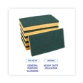 Scouring Pads & Sticks | Boardwalk 74BWK MD 3.6 in. x 6.1 in. Medium Duty Individually Wrapped Scrubbing Sponge - Yellow/Green (20/Carton) image number 3