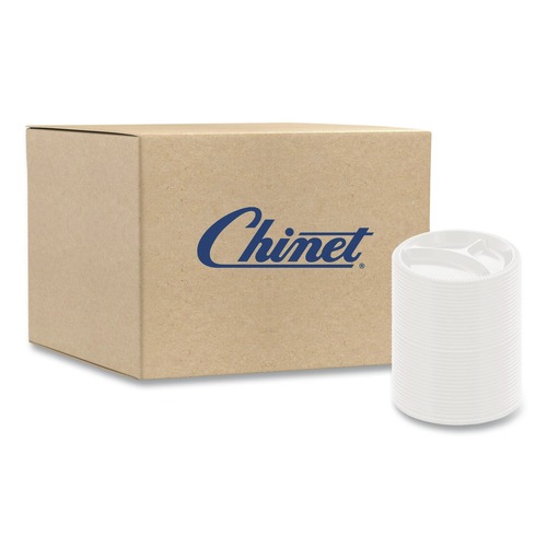 Plates | Chinet 21228 9.25 in. Dia 3-Compartment Paper Plate - White (500/Carton) image number 0