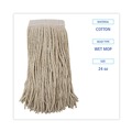 Mop Heads | Boardwalk BWK324C 24 oz. Premium Saddleback Head Cotton Fiber Mop Head - White (12/Carton) image number 4
