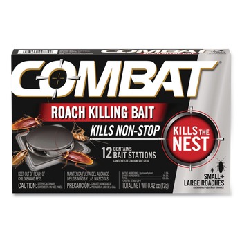 Combat 23400 05701 Roach Bait Insecticide for Small and Large Roaches 0.42 oz 12 Bait Stations
