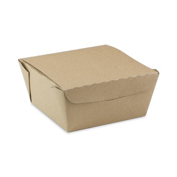 Pactiv Corp. NOB01KEC Earthchoice 37 oz. 4.5 in. x 4.5 in. x 2.5 in. Onebox Paper Box - Kraft (312/Carton)