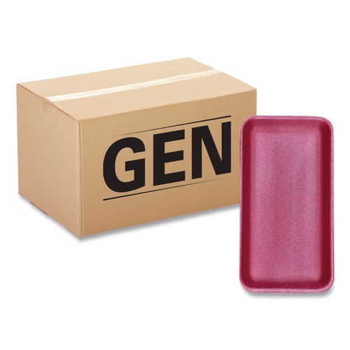 Food Containers & Lids | GEN 1525PINK 14.5 in. x 8 in. x 0.75 in. #1525 Meat Trays - Pink (250/Carton) image number 0