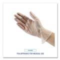 Food Service Disposable & Single Use Gloves | Boardwalk BWK365MBX 2.6 mil General Purpose Powder/Latex-Free Vinyl Gloves - Medium, Clear (100/Box) image number 7