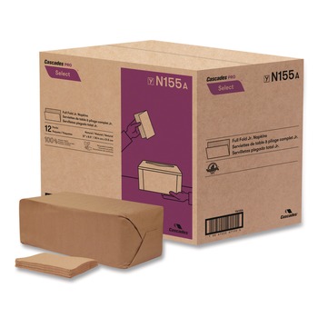 DISPENSER NAPKINS | Cascades PRO N155 12 in. x 8.5 in. 1-Ply Select Full Fold II Napkins - White (12 Packs/Carton)