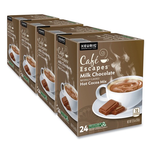 Coffee - Caffeinated | Cafe Escapes 5000330122 Dark Chocolate Hot Cocoa K-Cups (24/Box, 4 Boxes/Carton) image number 0