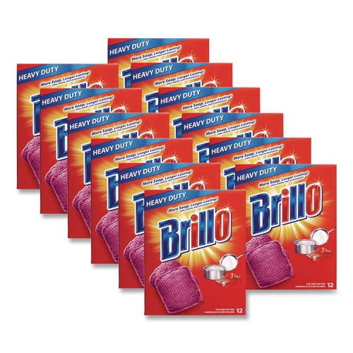 Scouring Pads & Sticks | Brillo 53335 3 in. x 3 in. Steel Wool Soap Pads - Gray/Pink (12/Carton) image number 0