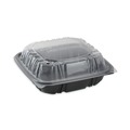 Food Storage Containers & Lids | Pactiv Corp. DC858100B000 38 oz 8.5 x 8.5 x 3 EarthChoice Vented Dual Color Microwavable Plastic Hinged Lid Container - Black/Clear (150/Carton) image number 2