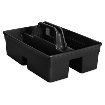 WASTE RECEPTACLE ACCESSORIES AND DOLLIES | Rubbermaid Commercial 1880994 10.75 in. x 6.5 in. 2-Compartments Executive Plastic Carry Caddy - Black