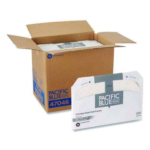 Toilet Seat Covers | Georgia Pacific Professional 47046 14.5 in. x 17 in. Safe-T-Gard Half-Fold Toilet Seat Covers - White (5000/Carton) image number 0