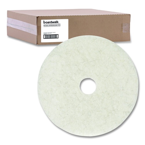 Floor Pads-Cleaning, Buffing & Polishing | Boardwalk BWK4017NAT 17 in. Diameter Natural Burnishing Floor Pads - White (5/Carton) image number 0