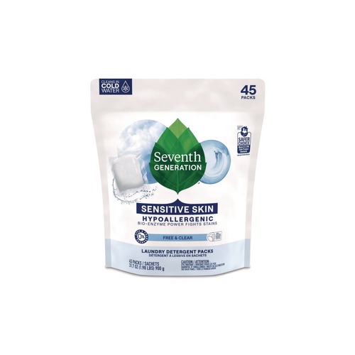 Laundry Detergents | Seventh Generation 22977CT Powder Natural Laundry Detergent Packs - Unscented (8/Carton) image number 0