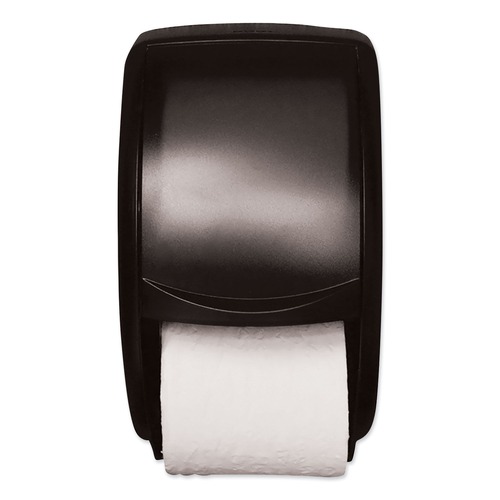 Toilet Tissue Dispensers | Tork 55TR 7.5 x 7 x 12.75 Twin Standard Roll Bath Tissue Dispenser - Smoke (1/Carton) image number 0