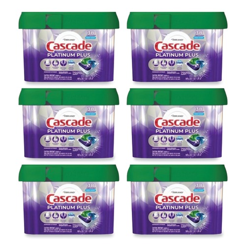 Dishwashing Detergents | Cascade 80374823 Platinum Plus 20.7 oz. Tub ActionPacs Dishwasher Detergent Pods - Fresh Scent (6/Carton) image number 0