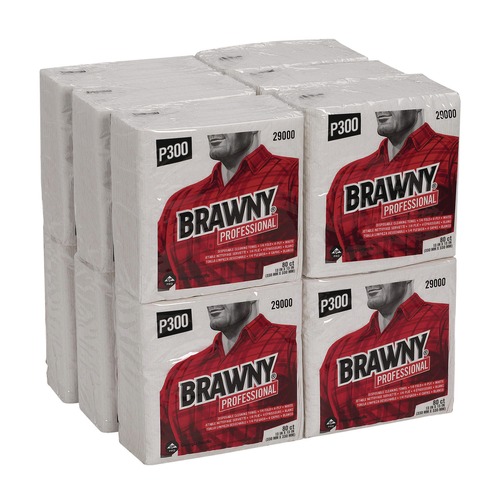 Cleaning Cloths & Wipes | Georgia-Pacific 29000 13 in. x 13 in. Brawny Industrial Scrim All Purpose Wipers  - White (12/Carton) image number 0