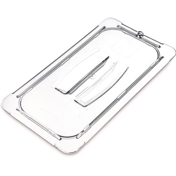 Carlisle 10270U07 7 in. x 12.5 in. x 0.88 in. StorPlus Polycarbonate Handled Universal Plastic Lid - Clear