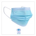 Face Masks | Boardwalk MS2000BX 3-Ply General Use Face Mask - Blue (50/Box) image number 4