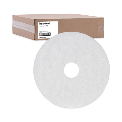 Floor Pads-Cleaning, Buffing & Polishing | Boardwalk BWK4016WHI 16 in. Diameter Polishing Floor Pads - White (5/Carton) image number 0