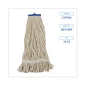 Mop Heads | Boardwalk BWK824C 24 oz. Lie-Flat Cotton Fiber Mop Head - White (12/Carton) image number 4