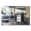 Janitorial & Housekeeping Carts | Rubbermaid Commercial 2202581 24.4 in. x 62.4 in. x 49 in. Full-Size 3-Shelf Housekeeping Cart - Black image number 5