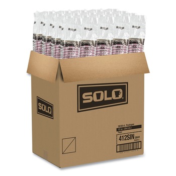 SOLO 412SIN-0041 12 oz. Paper Hot Drink Cups in Bistro Design - Maroon (50/Pack)