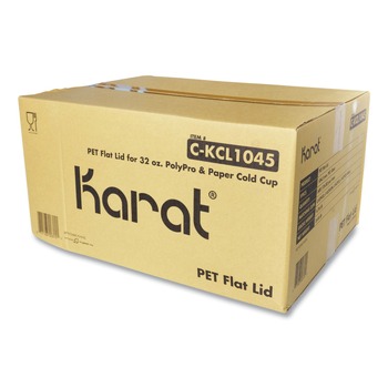Karat C-KCL1045 32 oz. Cold Cup Flat PET Plastic Lids - Clear (600/Carton)