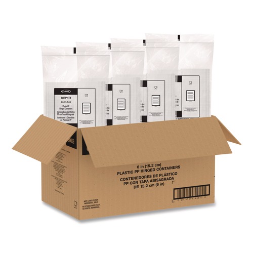Perforated Roll & Hand Towels | Dart 60PPHT1 6.31 in. x 6.31 in. x 3 in. ProPlanet Microwaveable Hinged Plastic Containers - Clear (300/Carton) image number 0