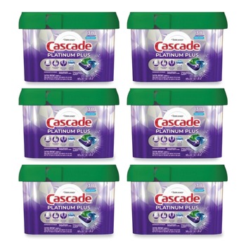Cascade 80374823 Platinum Plus 20.7 oz. Tub ActionPacs Dishwasher Detergent Pods - Fresh Scent (6/Carton)