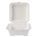 Food Containers & Lids | Eco-Products EP-HC6NFA Vanguard 6 in. x 6 in. x 3 in. Renewable and Compostable Sugarcane Clamshells - White (500/Carton) image number 5