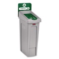 Indoor Waste Receptacles | Rubbermaid Commercial 2185051 Slim Jim Recycling Station Kit 1-Stream Compost 23 gal Plastic Green/Gray image number 1