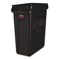 Indoor Waste Receptacles | Rubbermaid Commercial 1955959 16 Gallon Slim Jim with Venting Channels - Plastic, Black image number 0