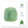 Repro Trash Bags | Stout by Envision E3039E11 EcoSafe-6400 30 in. x 39 in. 1.1 mil. 30 Gallon Compostable Bags - Green (48/Box) image number 4