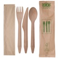 Cutlery Kits | Eco-Products EP-S215 General Purpose Fork/Knife/Napkin/Spoon Wood Cutlery - Natural (500/Carton) image number 0