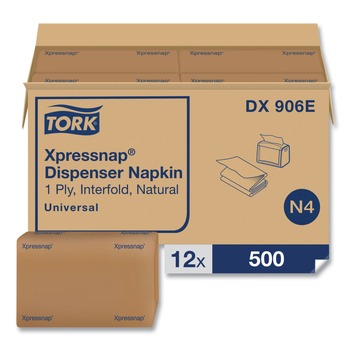DISPENSER NAPKINS | Tork DX906E 2-Ply Bag-Pack 13 in. x 8.5 in. Xpressnap Interfold Dispenser Napkins - Natural (6000/Carton)