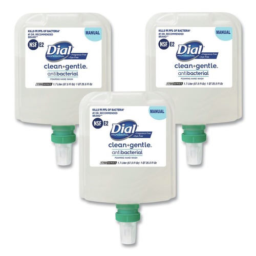 Soap Refills | Dial Professional 17000 32094 CleanPlusGentle 1.7 Liter Antibacterial Foaming Hand Wash Refill for 1700 Dispenser - Fragrance-Free (3/Carton) image number 0