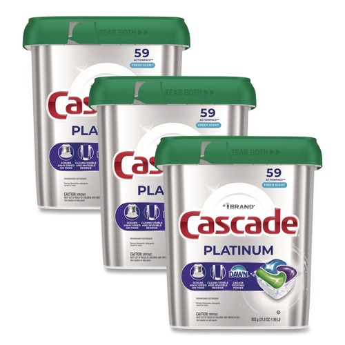Dishwashing Detergents | Cascade 80797181 31.8 oz ActionPacs - Fresh Scent (3/Carton) image number 0