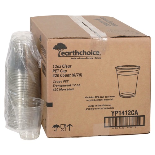 Clearance Center | Pactiv Corp. YP1412CA 12 oz. Plastic RPET Cold Cup - Clear (420/Carton) image number 0