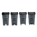 Outdoor Waste Receptacles | Rubbermaid Commercial FG9W2700GRAY Brute 50 Gallon Square Molded Plastic Rollout Container - Gray image number 3