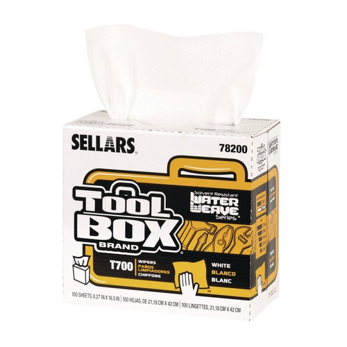 Perforated Roll & Hand Towels | Sellars 78200 1-Ply 8.27 x 16.5 TOOLBOX WaterWeave T700 Wipers - White (8/Carton) image number 0