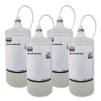 SOAP REFILLS | Rubbermaid Commercial 2018581 1600 mL One Shot Antibacterial Enriched Lotion Soap Refill - Unscented (4/Carton)