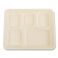 Food Trays & Liners | Boardwalk TL-15-TBW-NPFA 8.26 in. x 0.98 in. x 10.9 in. 5-Compartment Bamboo/Sugarcane Bagasse PFAS-Free Food Tray - Tan (500/Carton) image number 2