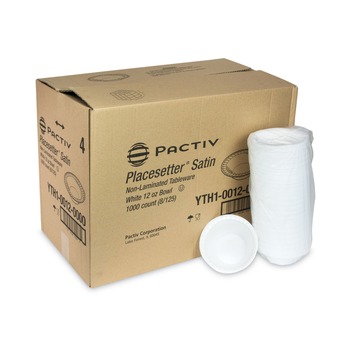 BOWLS | Pactiv Corp. YTH100120000 Placesetter 6 in. dia 12 oz Satin Non-Laminated Foam Dinnerware, Bowl - White (1,000/Carton)