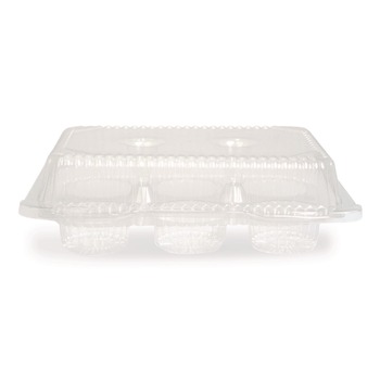 Plastifar 18200 Bakery Containers, Muffin/Cupcake, 7.25 x 9.88 x 3.13, Clear, 250/Carton