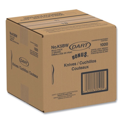 Disposable Knives | Dart K5BW Bonus Polypropylene Cutlery Knife - White (1000/Carton) image number 0
