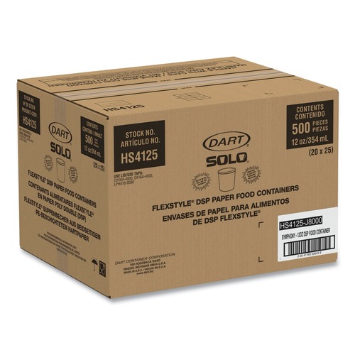 Food Containers & Lids | SOLO HS4125-J8000 3.6 in. Diameter x 3.3 in. h 12 oz Double Poly Paper Symphony Design Food Containers (500/Carton) image number 0