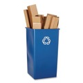 Indoor Waste Receptacles | Rubbermaid Commercial FG395973BLUE 50 gal. Plastic Square Recycling Container - Blue image number 3