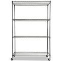 Racks & Shelving | Alera ALESW604818BA 48 in. x 18 in. x 72 in. NSF Certified 4-Shelf Wire Shelving Kit with Casters - Black Anthracite image number 1
