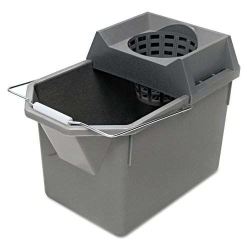 Buckets & Wringers | Rubbermaid Commercial FG619400STL 15 qt. Pail/Strainer Combination - Steel Gray image number 0