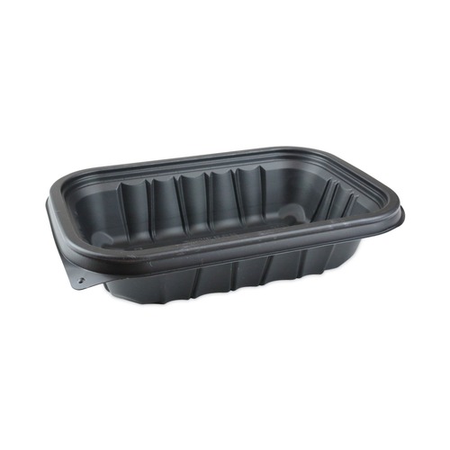 Food Containers & Lids | Pactiv Corp. YCNB9X624000 24 oz. 8.66 in. x 5.75 in. x 1.97 in. EarthChoice Entree2Go Takeout Container - Plastic, Black (300/Carton) image number 0