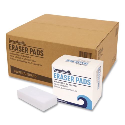 Scouring Pads & Sticks | Boardwalk 96157-M-BWK 2.5 in. x 4.5 in. x 1 in. Eraser Pads - White (6 Packs/Carton) image number 0